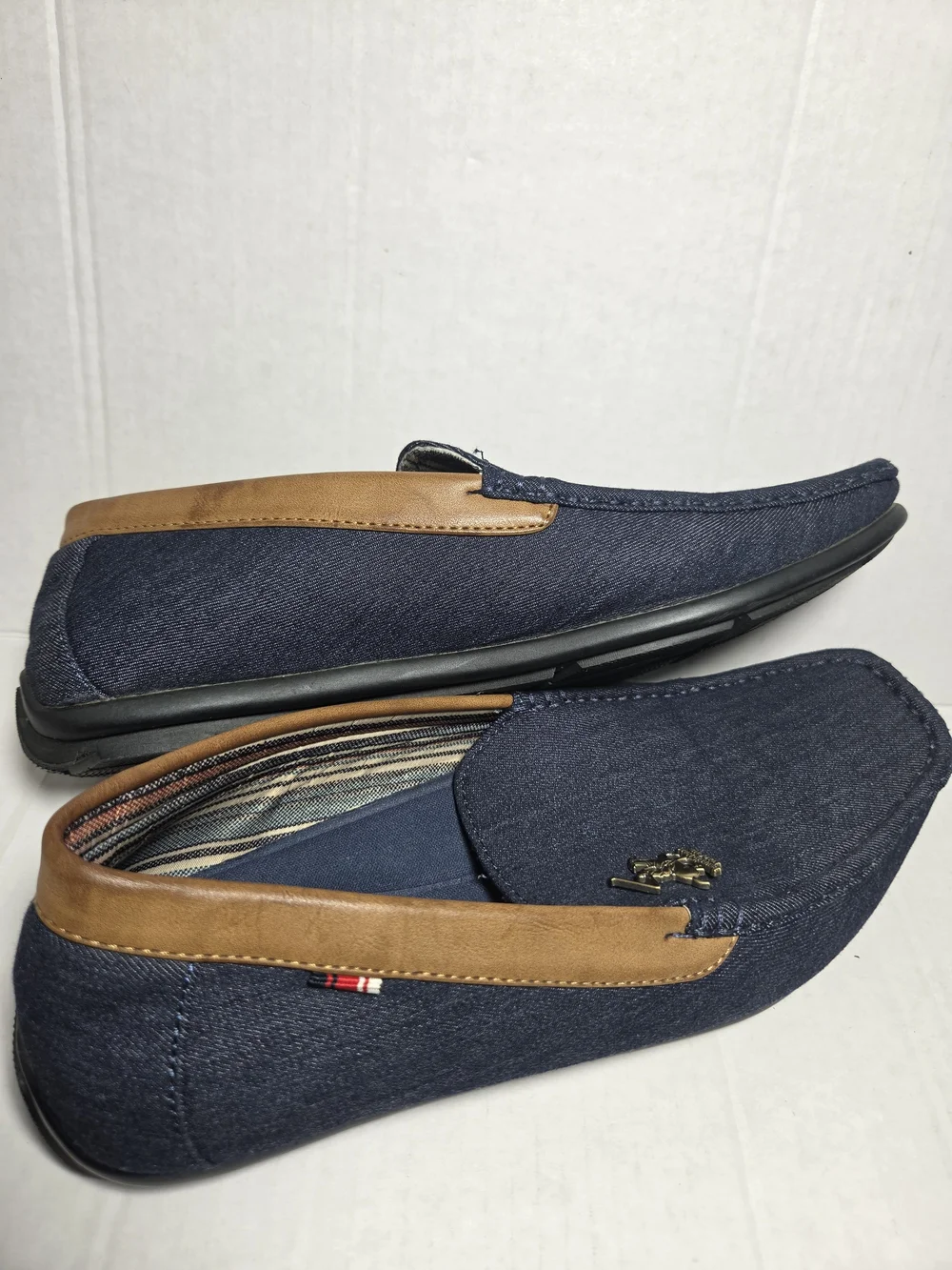 Beverly Hills Polo Club Men's Blue Denim Slip-On Loafer, Square Toe